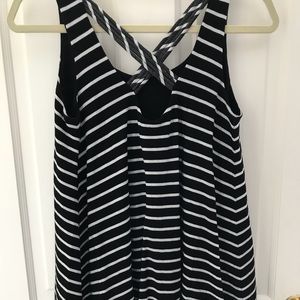 Black and white strip day dress